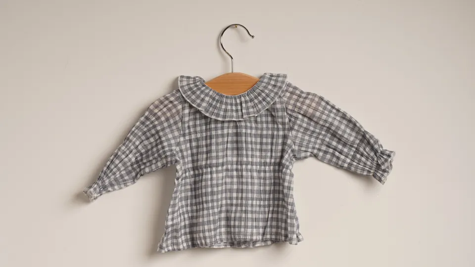 Mebi Vichy camicia neonato quadretti azzurri cotone