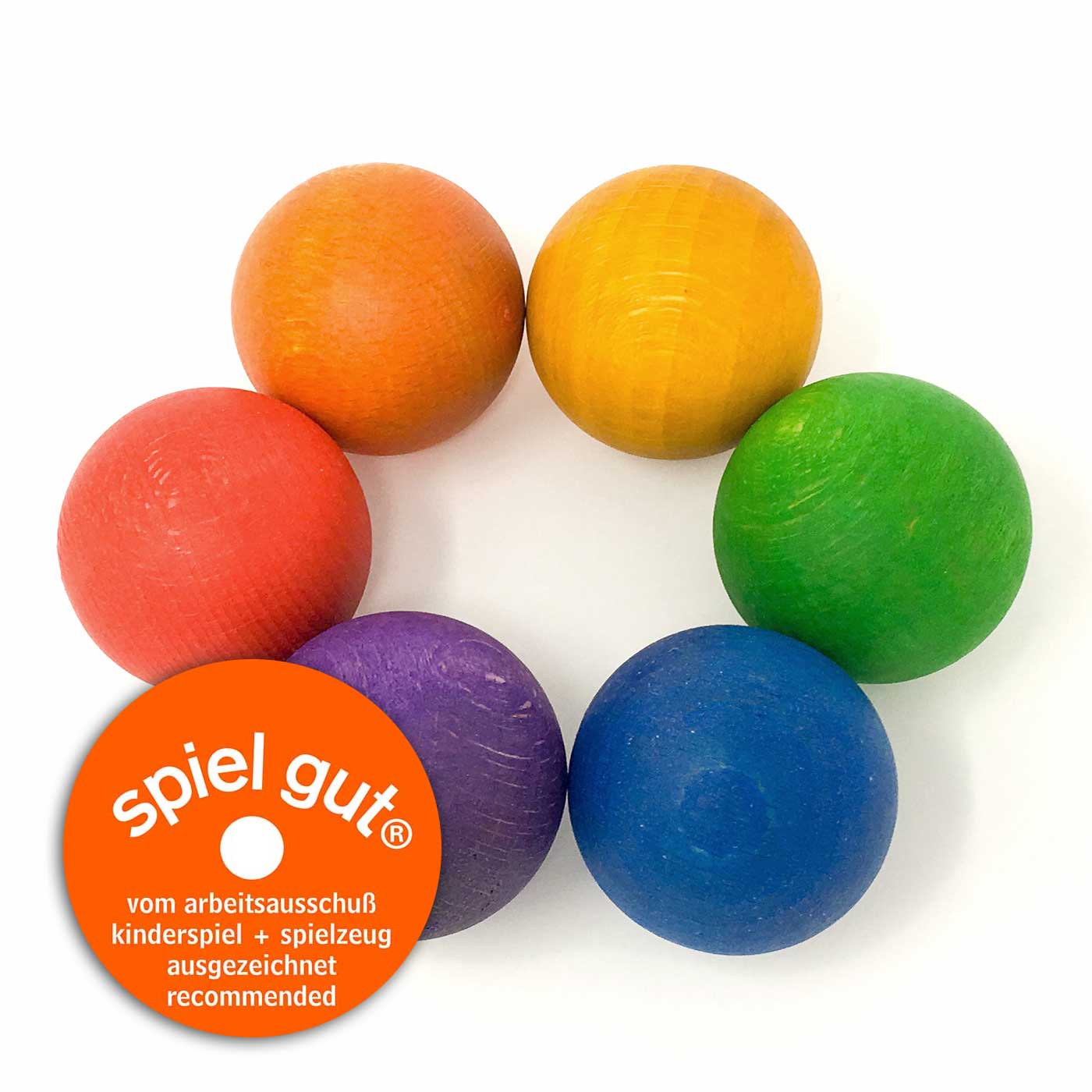 Grapat 6 Palle Grandi palline legno arcobaleno 4,5 cm