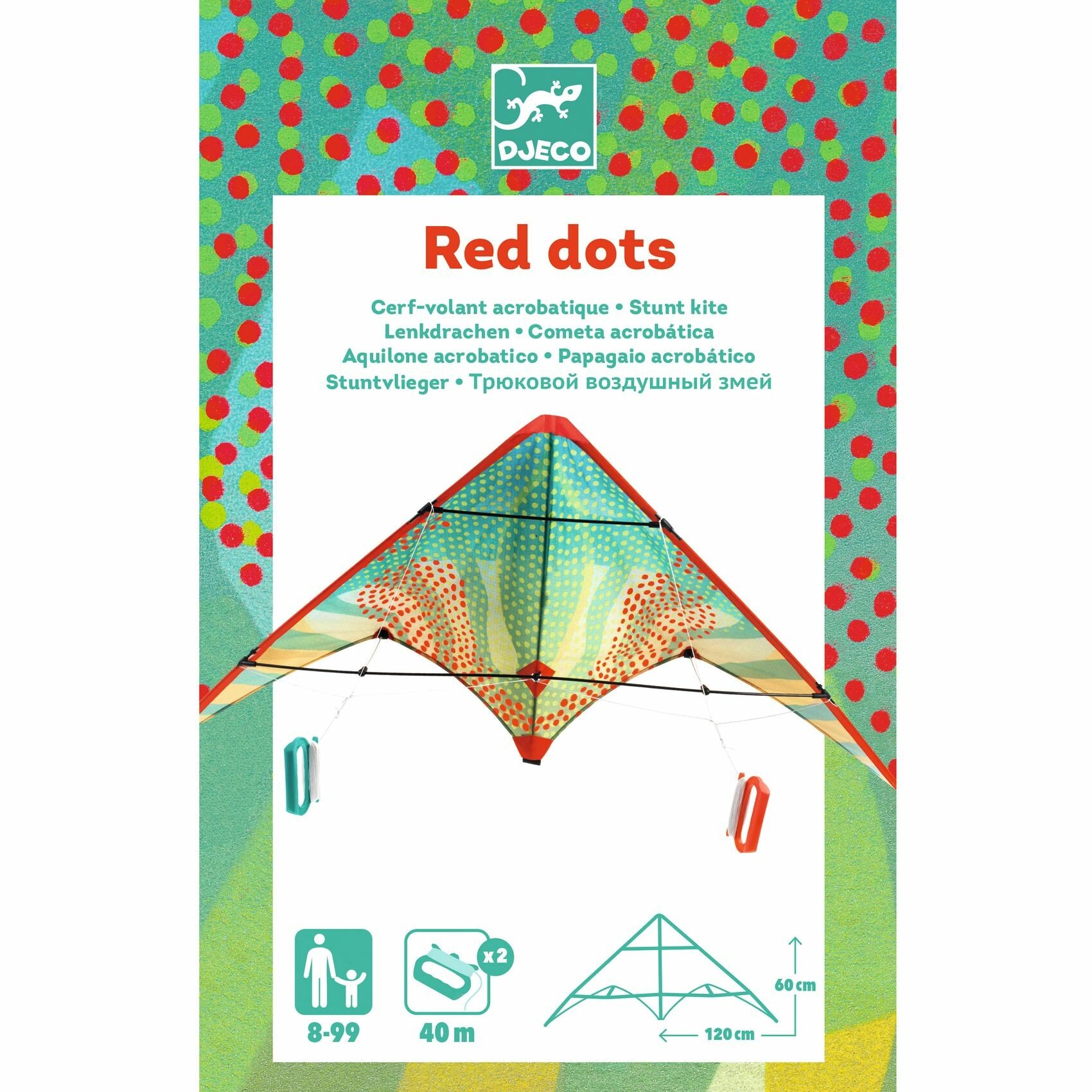 Djeco Red Dots aquilone acrobatico 120 cm pilotabile