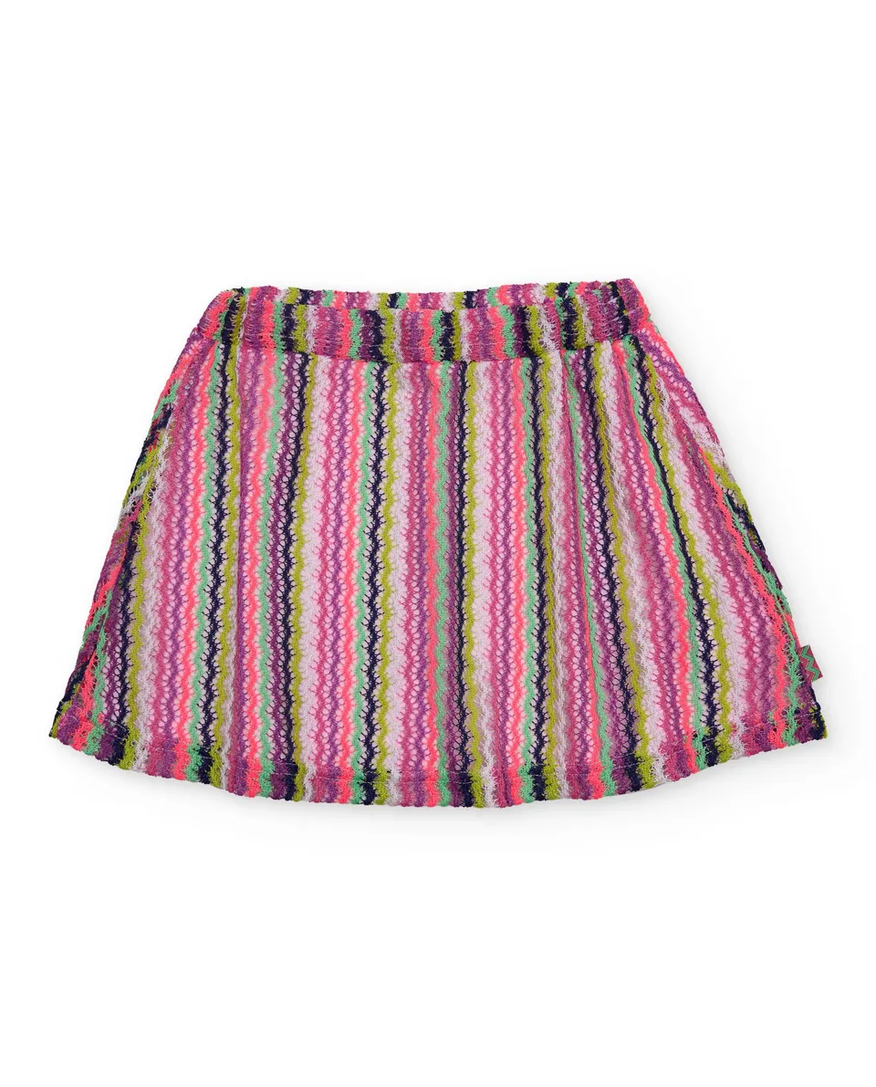 Tuc Tuc gonna maglia bambina righe ondulate rosa