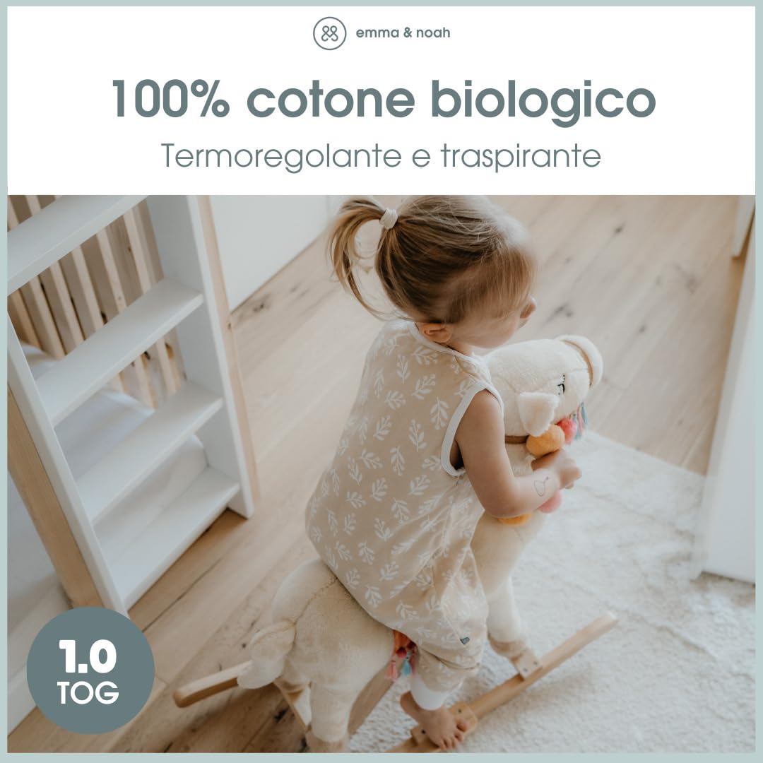 emma & noah punti menta sacco nanna con piedi 90 cm cotone bio