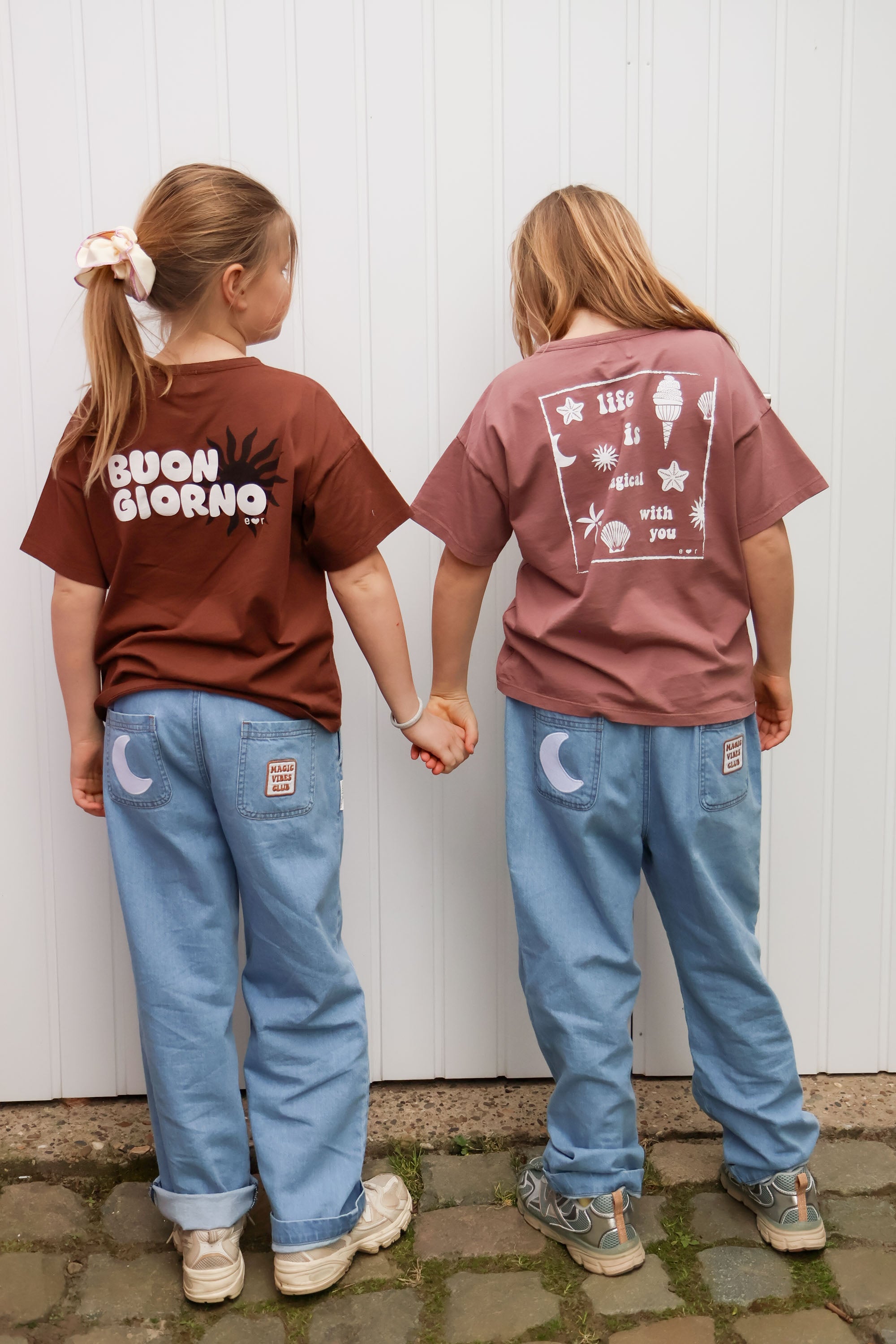 Ella and Rapha Moon jeans bimbo azzurro vita elastica