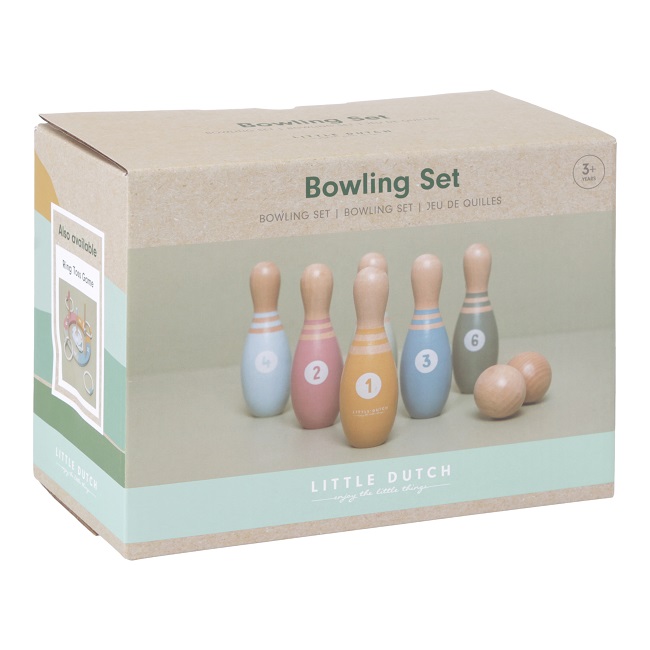 Little Dutch Set Bowling Gioco in Legno 10 Birilli Retro