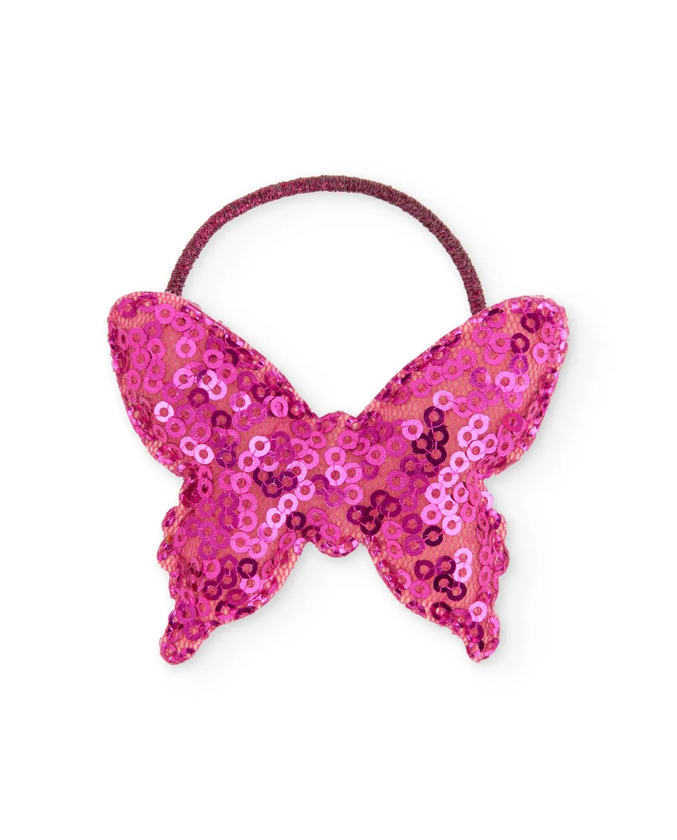 Tuc Tuc elastico capelli bambina farfalla fucsia paillettes
