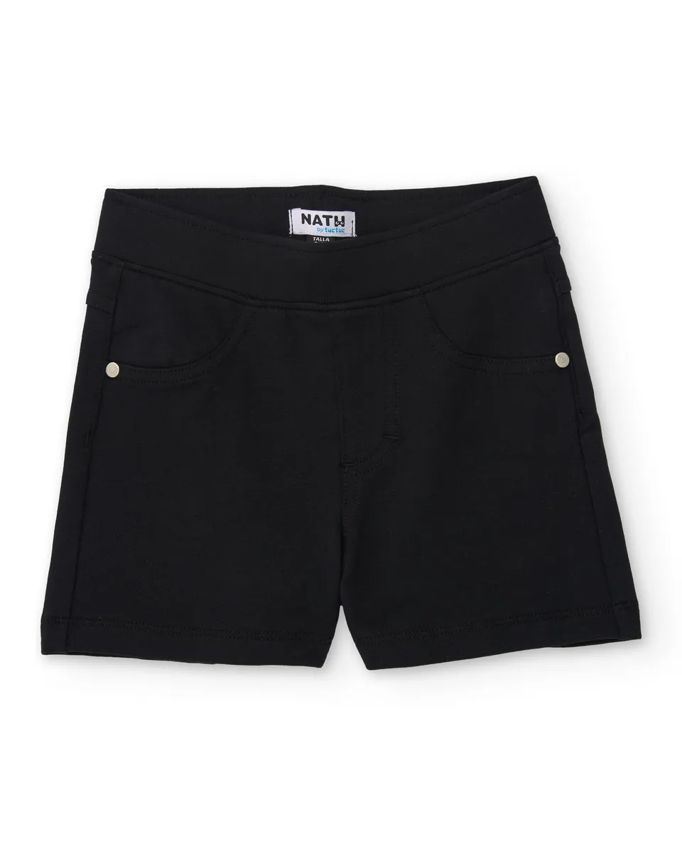 Tuc tuc shorts bambina nero elasticizzati tasche