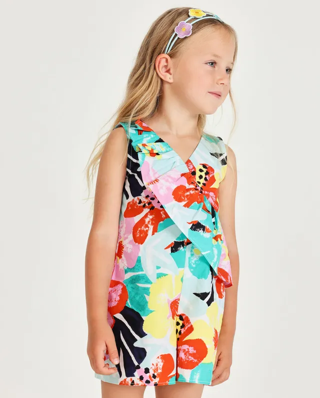 Tuc Tuc pagliaccetto bambina fiori turchese estivo