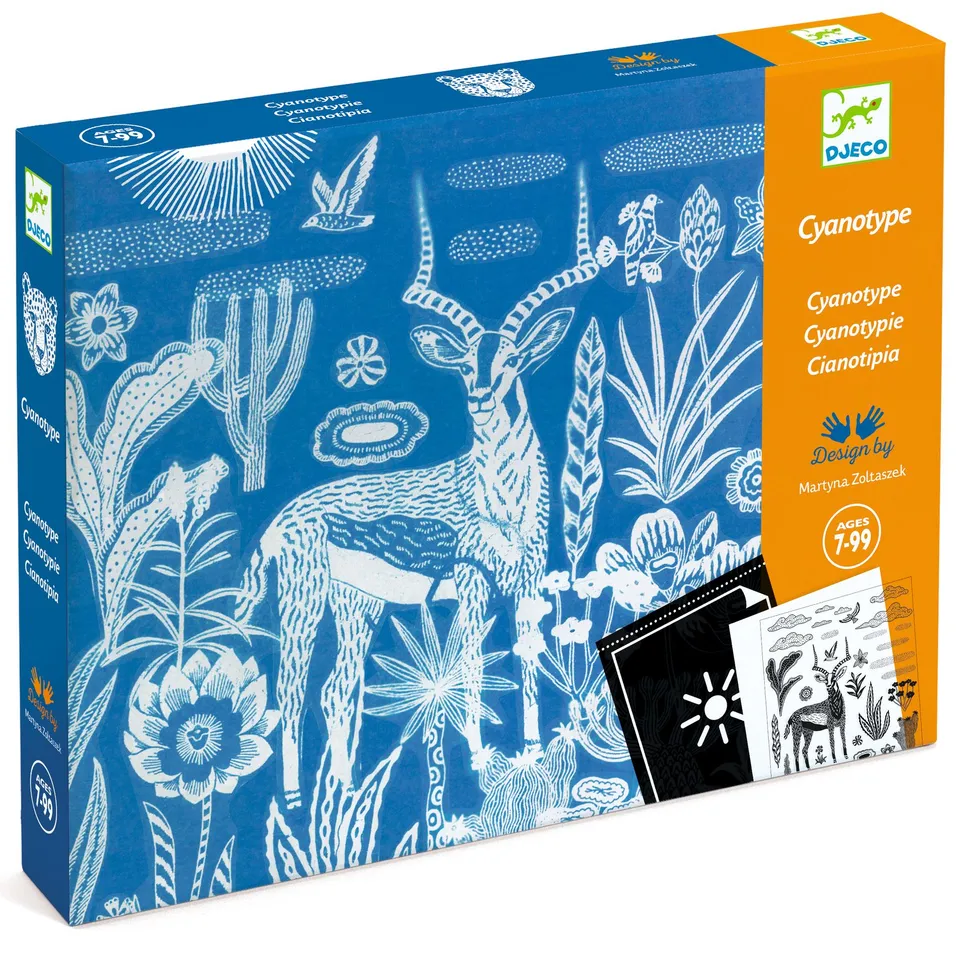 Djeco Night Time in the Savannah kit cianotipia 4 quadri