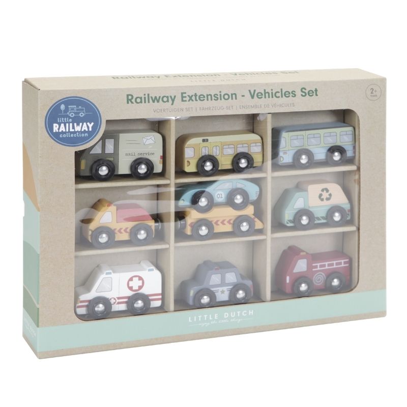Little Dutch Railway set 9 veicoli legno 9 pezzi