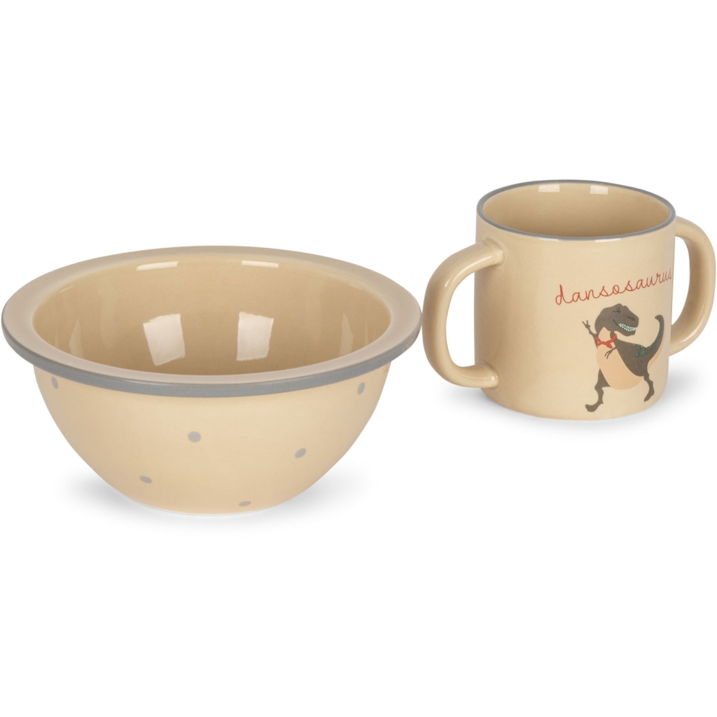 Konges Sløjd Dansosaurus set tazza e ciotola ceramica 2 pezzi