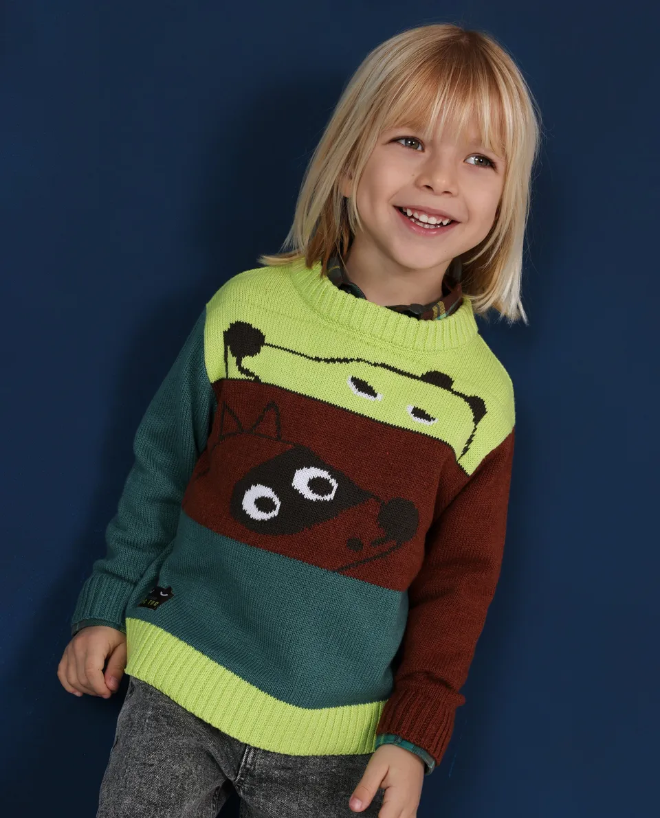 Tuc Tuc Mystic Forest maglione bambino verde righe