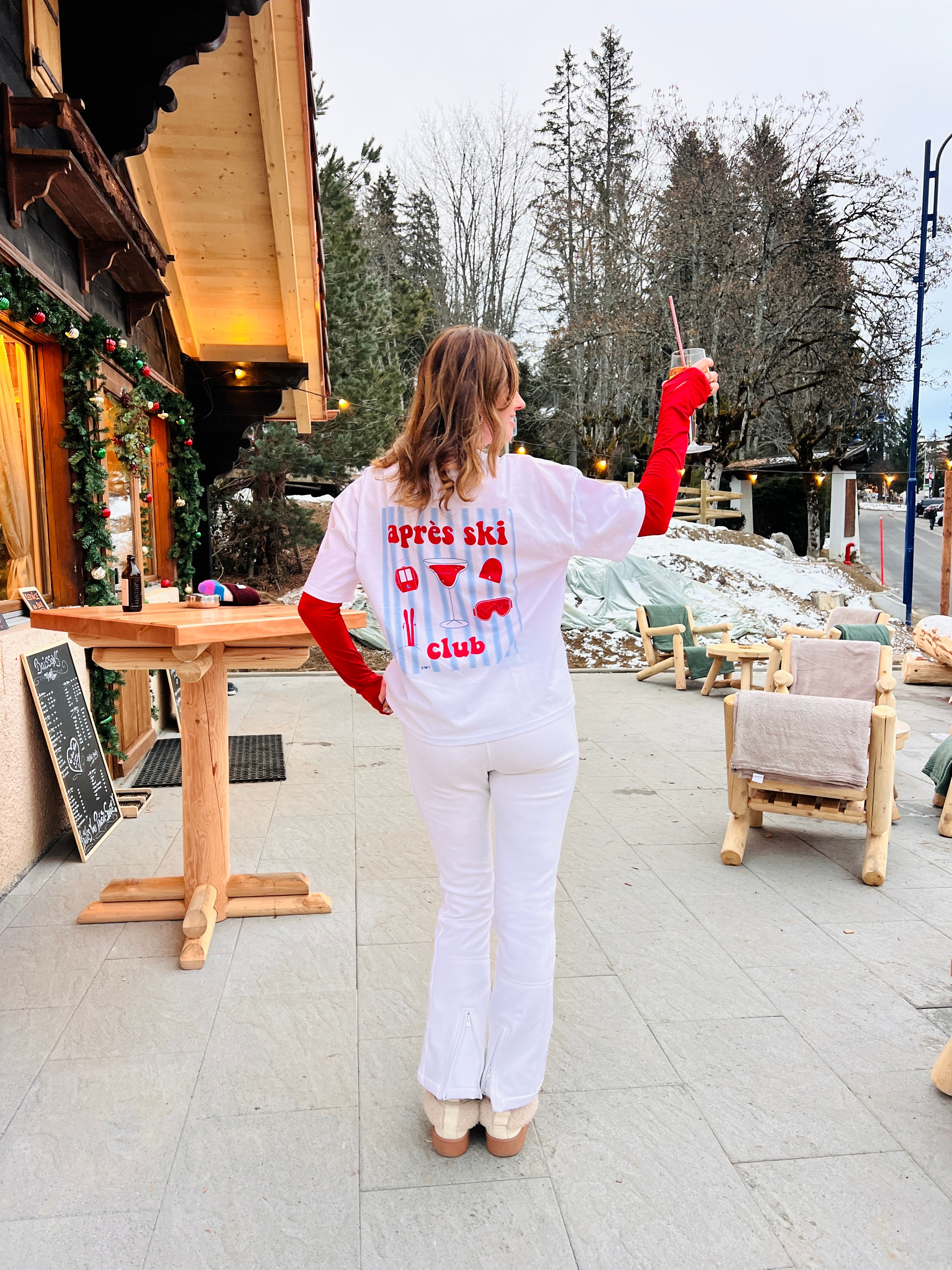 Ella and Rapha Après Ski Club t-shirt bianca donna cotone bio