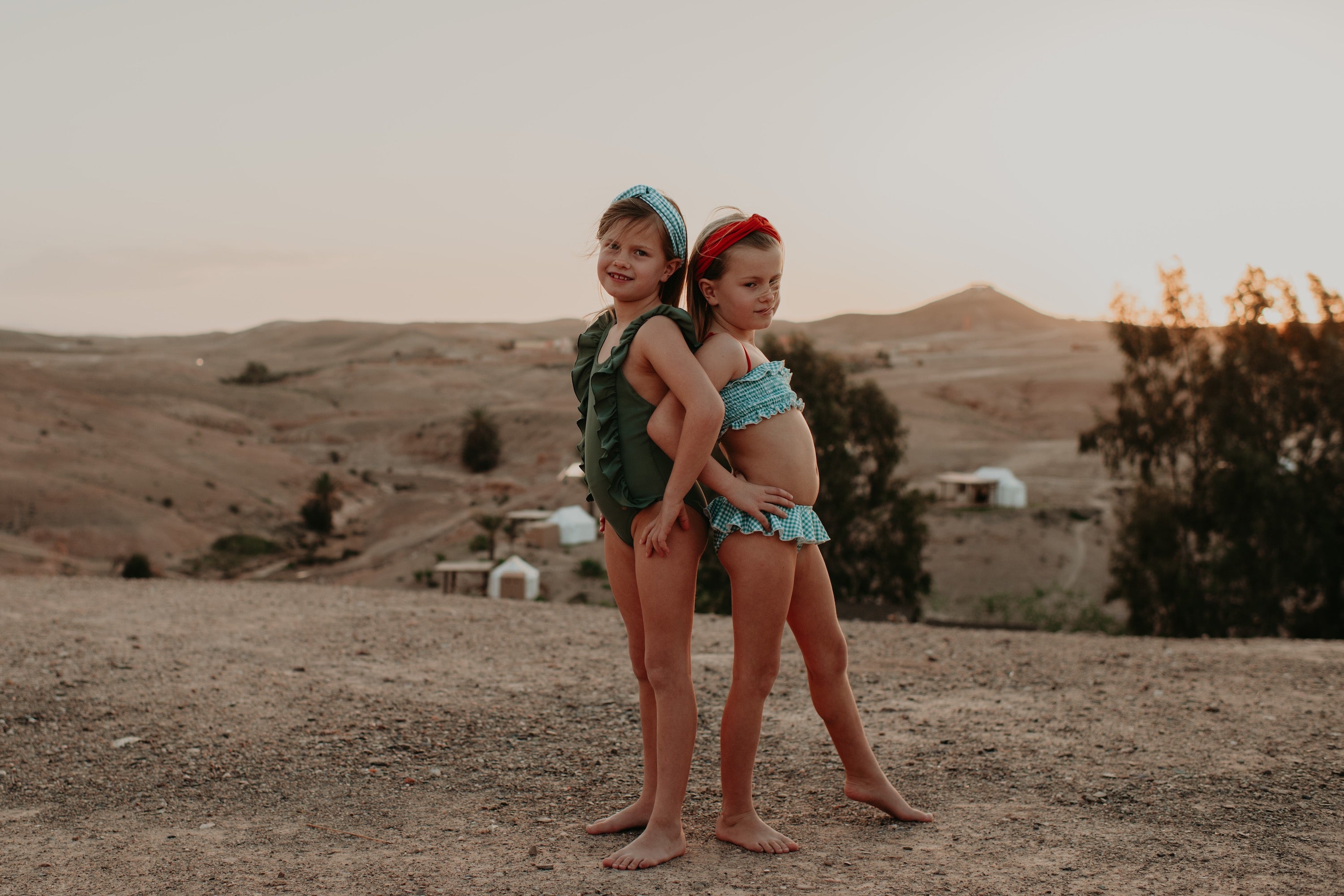 Ella and Rapha Vichy Green slip bikini bambina verde UPF 50+