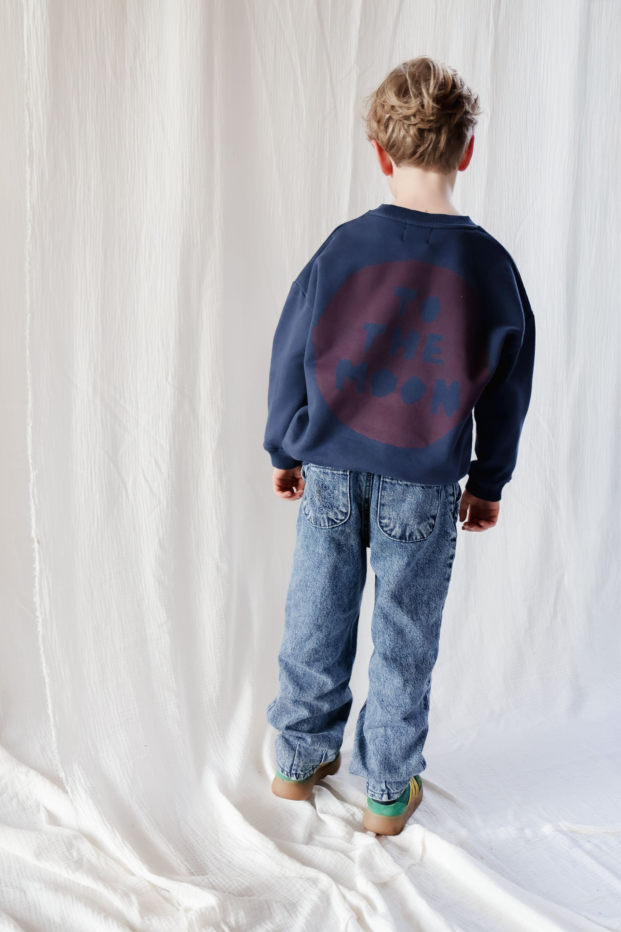 Ella and Rapha To The Moon Circle felpa bambini blu cotone