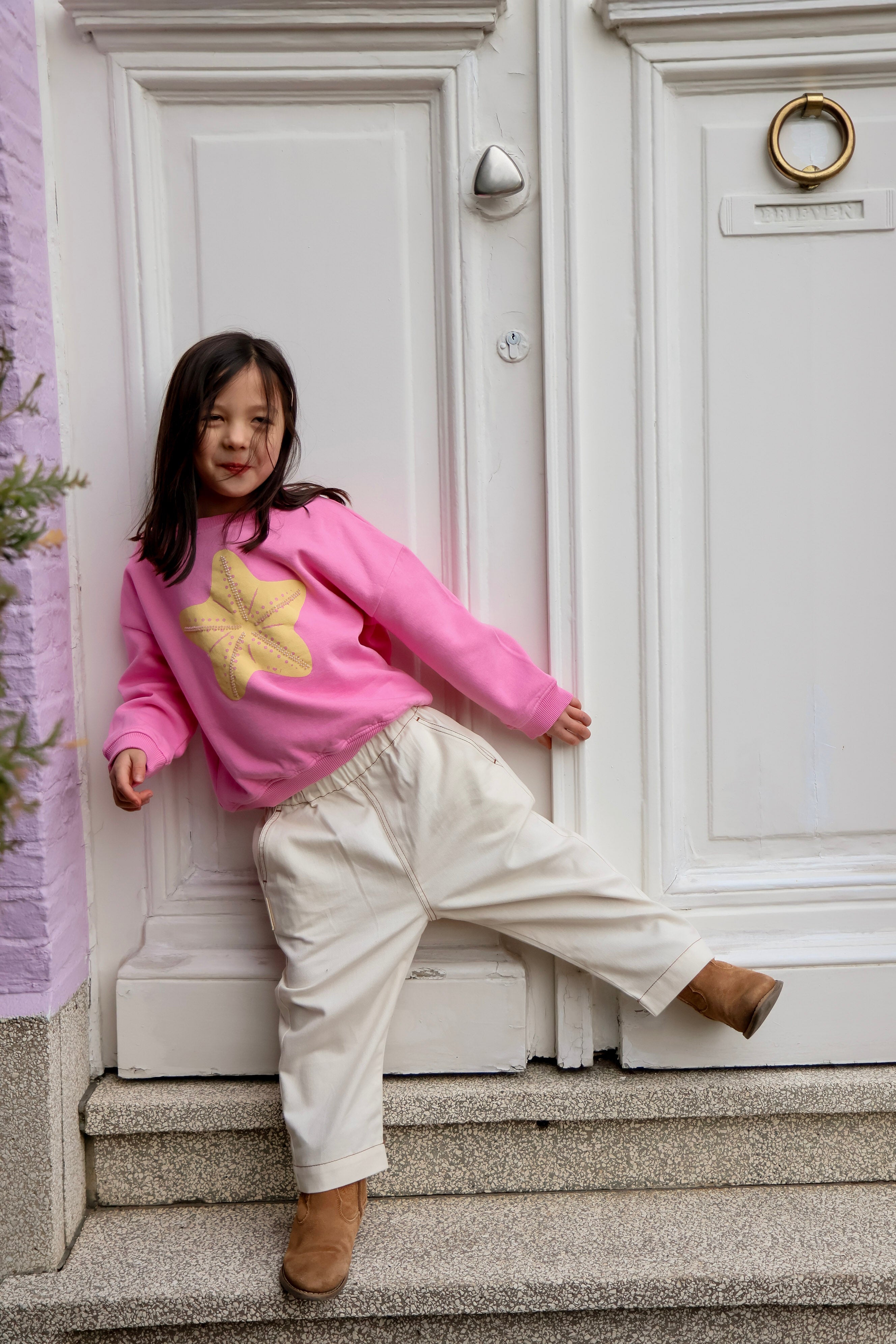 Ella and Rapha little STARFISH sweatshirt felpa rosa oversize