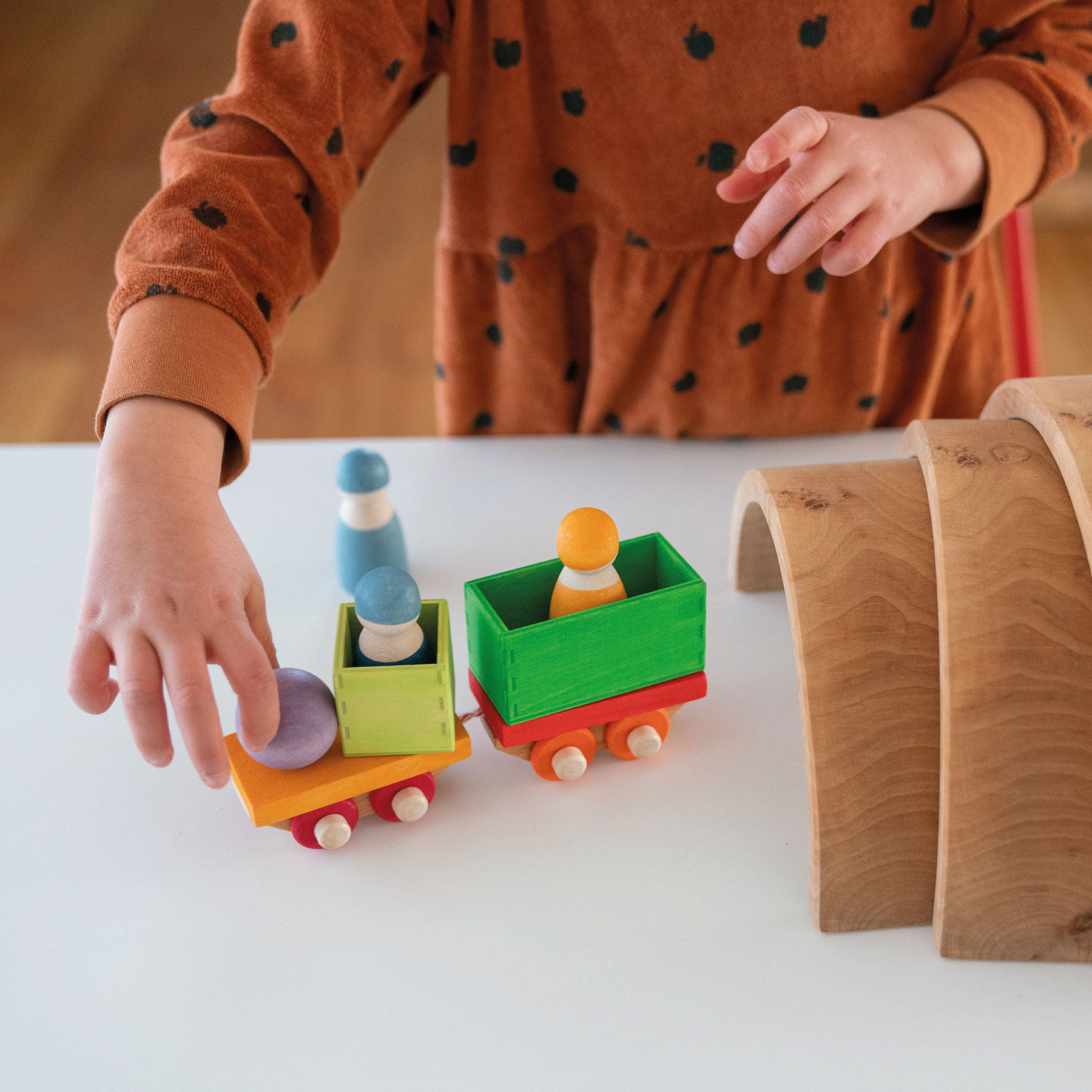 Grimm's trenino set costruzione legno 17 pezzi naturale