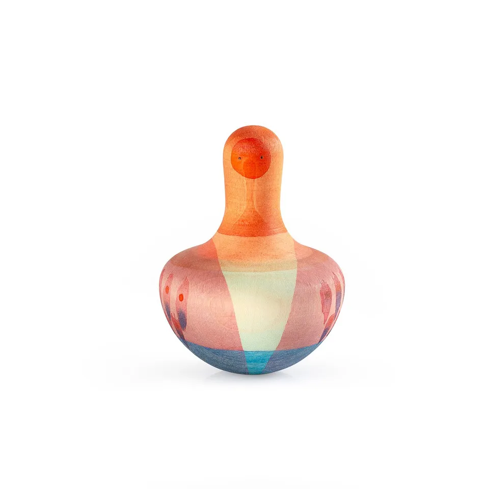 Grapat Orange Bird trottola in legno arancione