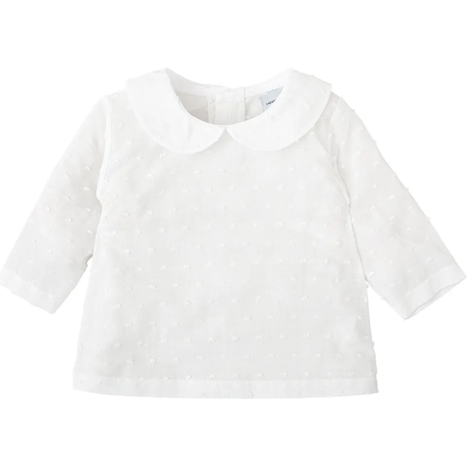 Babidu camicia neonata 9 mesi plumetti bianco cotone