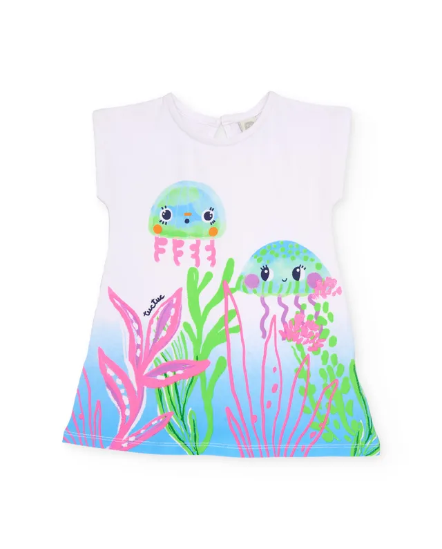 Tuc Tuc vestito bambina bianco stampa meduse leggero