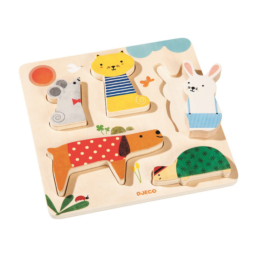 Djeco Woodypets puzzle forme legno 5 animali