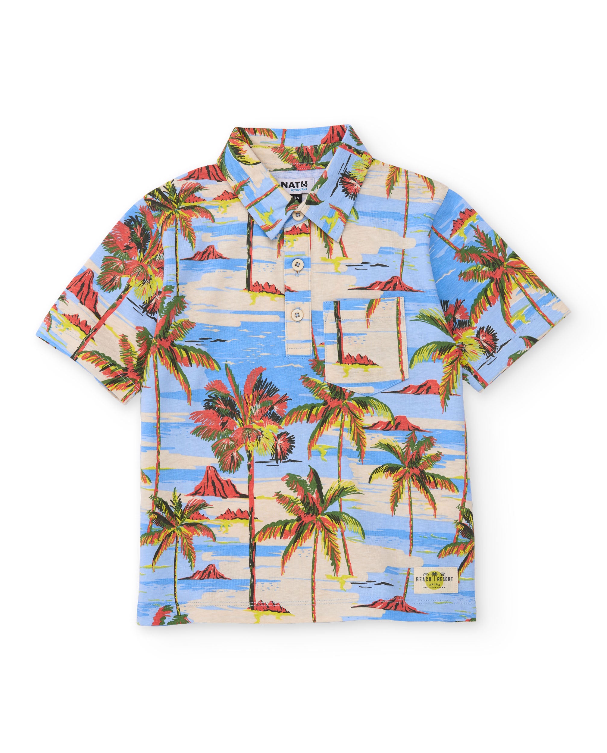 Tuc Tuc maglietta bambino blu stampa tropicale