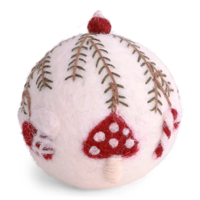 Gry & Sif Pallina di Natale Bianca pendente feltro 6 cm lana