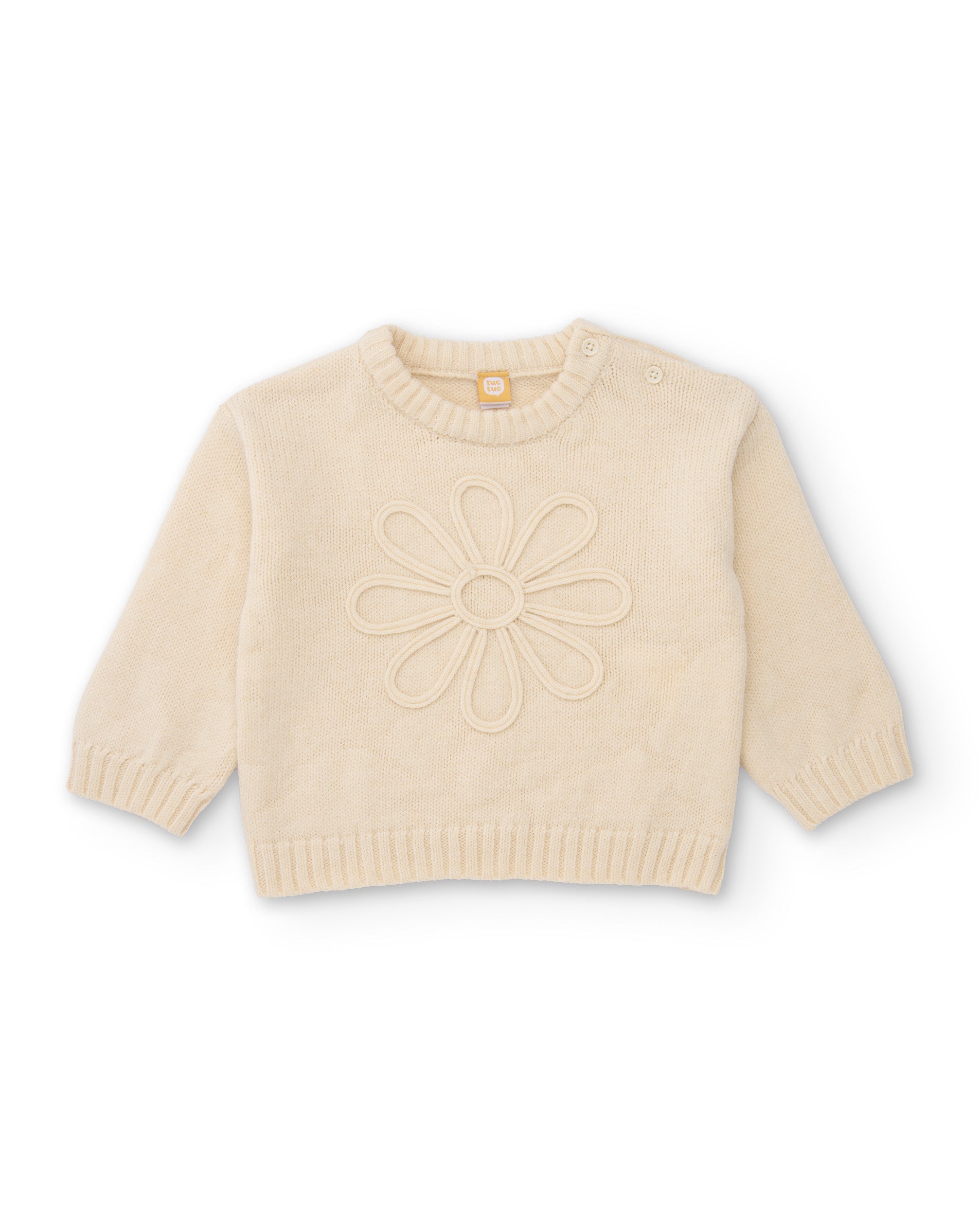 Tuc Tuc felpa bambina ecru fiori in maglia morbida