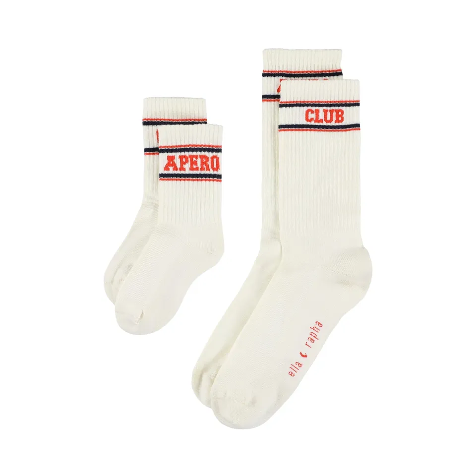 Ella and Rapha Apero Club calzini bianchi cotone unisex