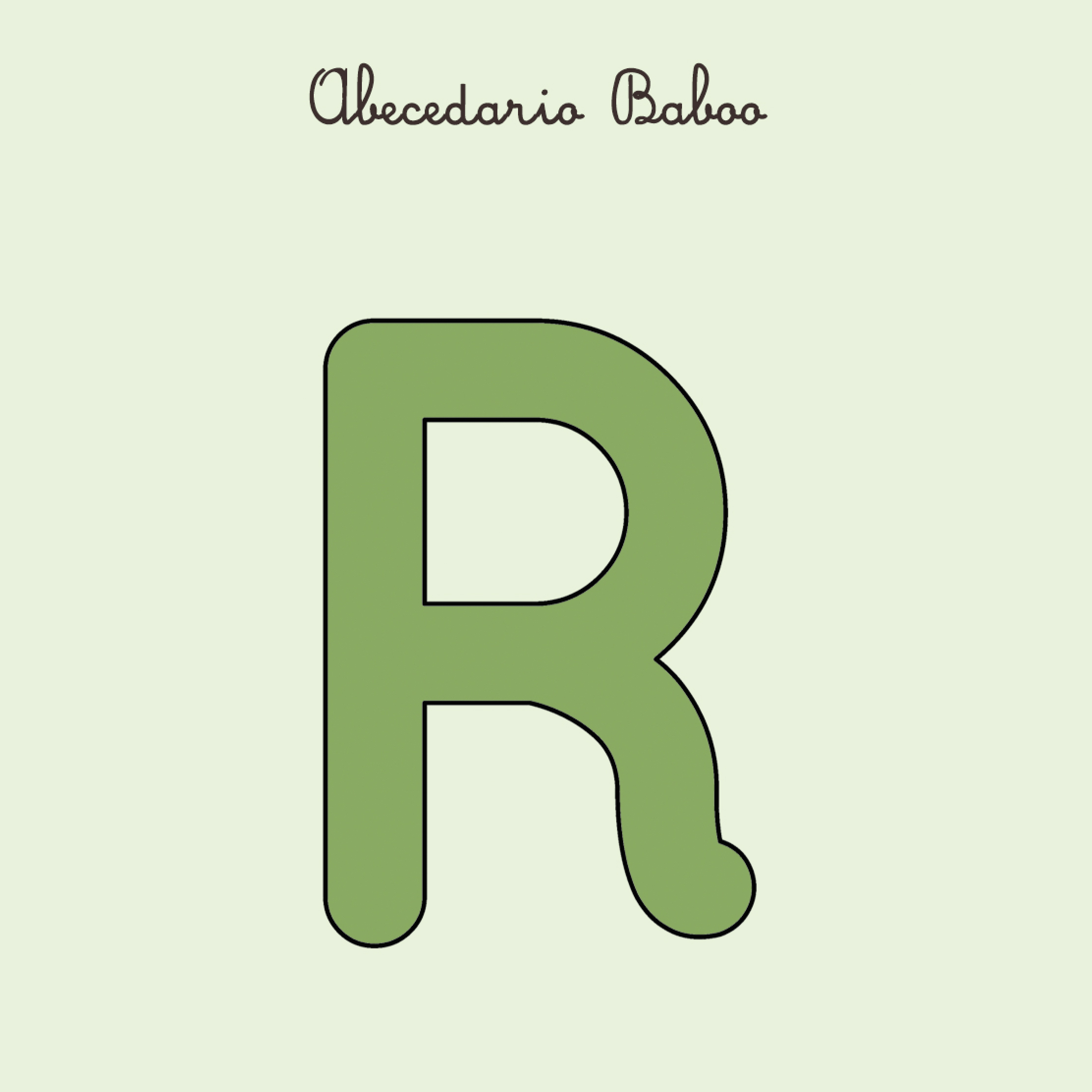 Baboo Abecedario PDF lettera R schede stampabile con corsivo