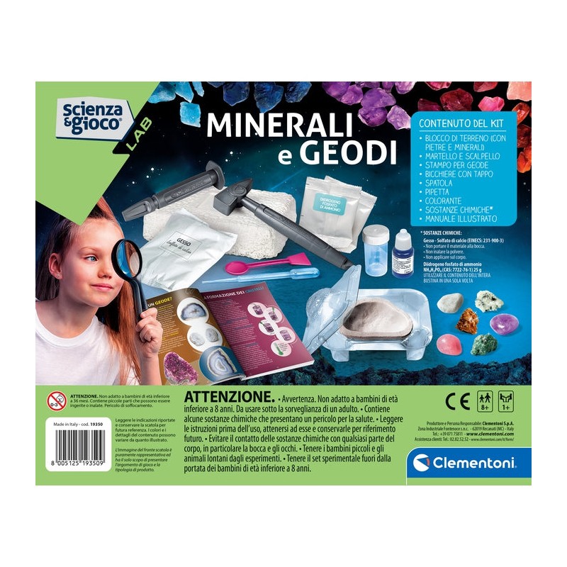 Clementoni Scienza e Gioco Minerali e Geodi Kit Scavo 8 Anni+