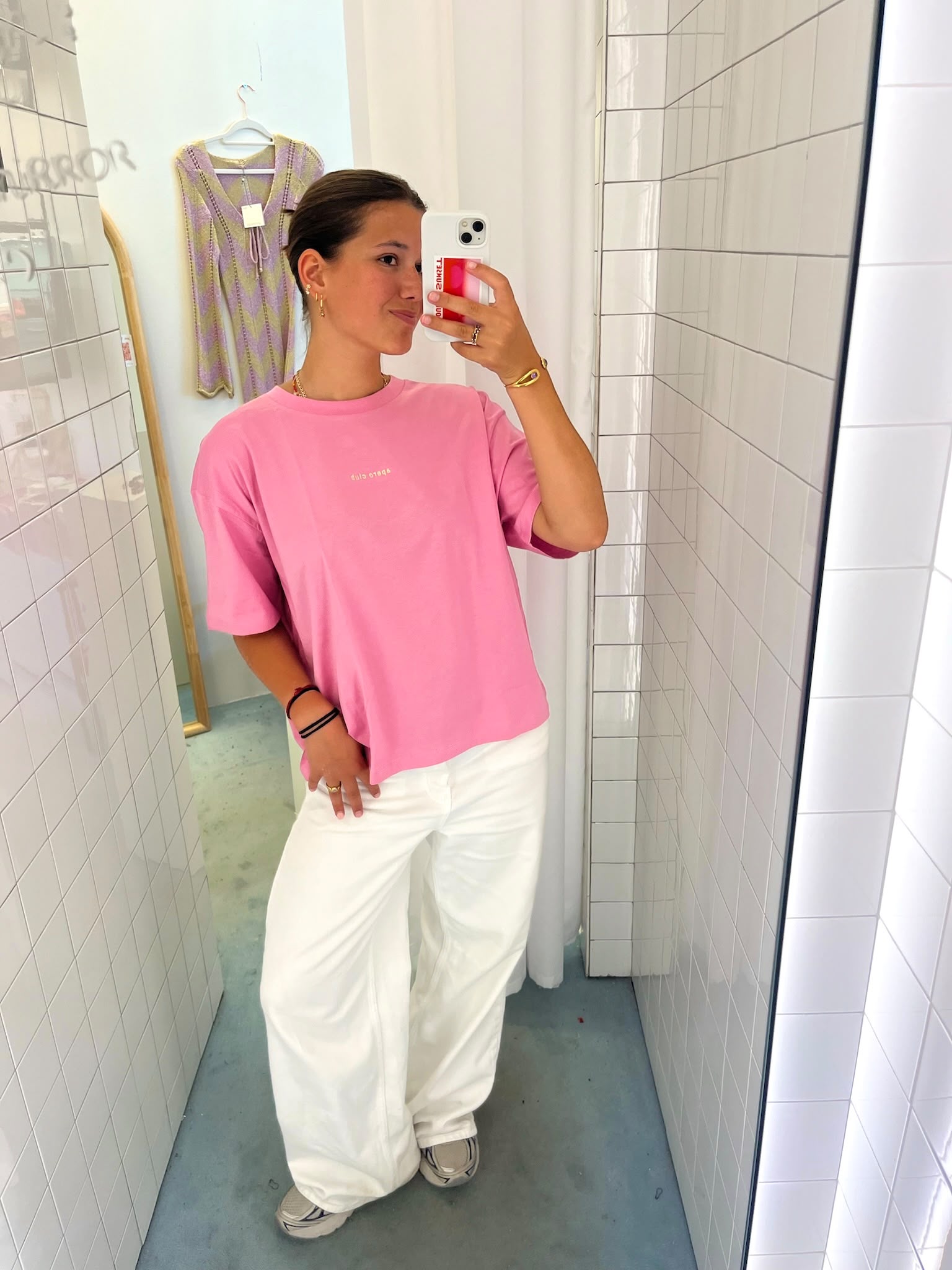 Ella and Rapha Apero Club maglietta rosa loose fit cotone