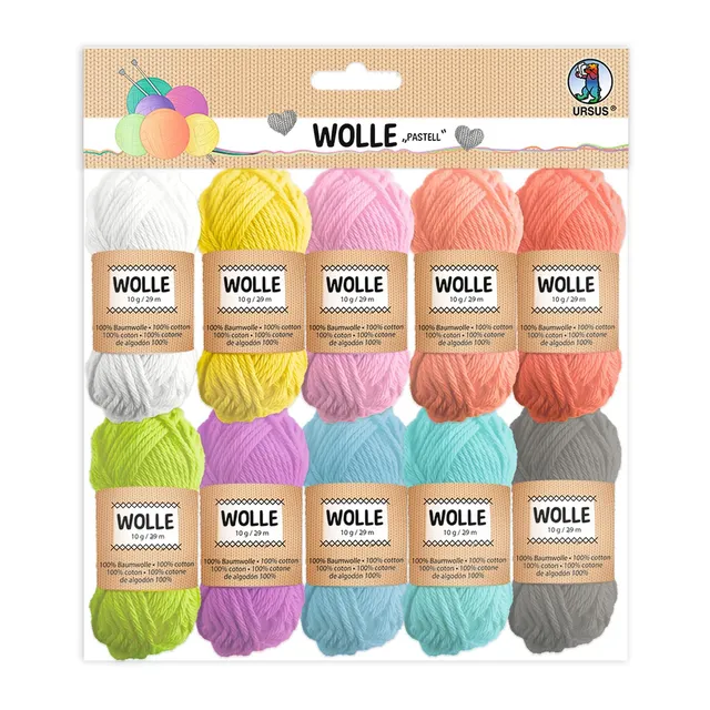 Ursus Wool set 10 gomitoli cotone pastello 10 g uncinetto