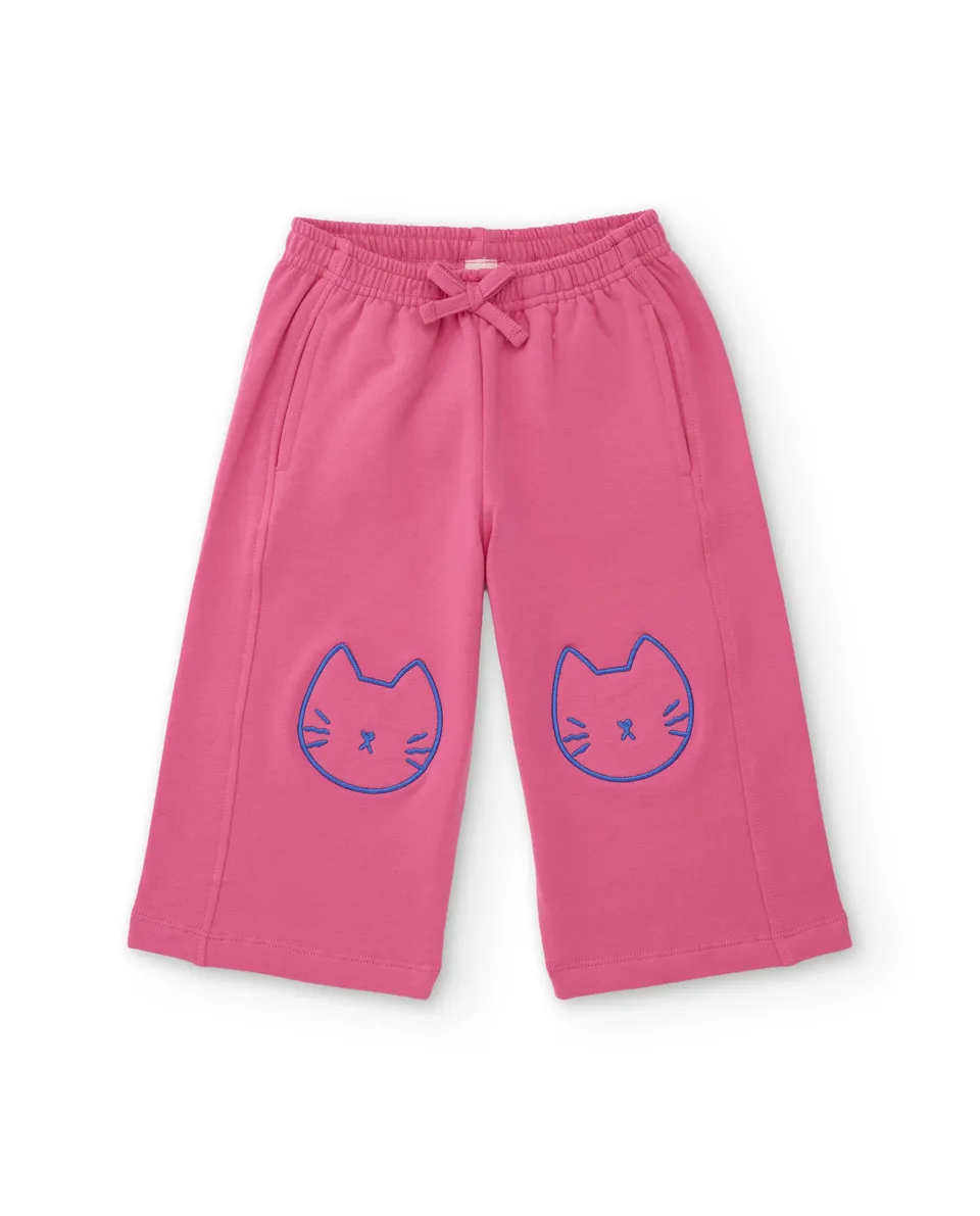 Tuc Tuc Meow Meow pantaloni felpa rosa ricamo gatto