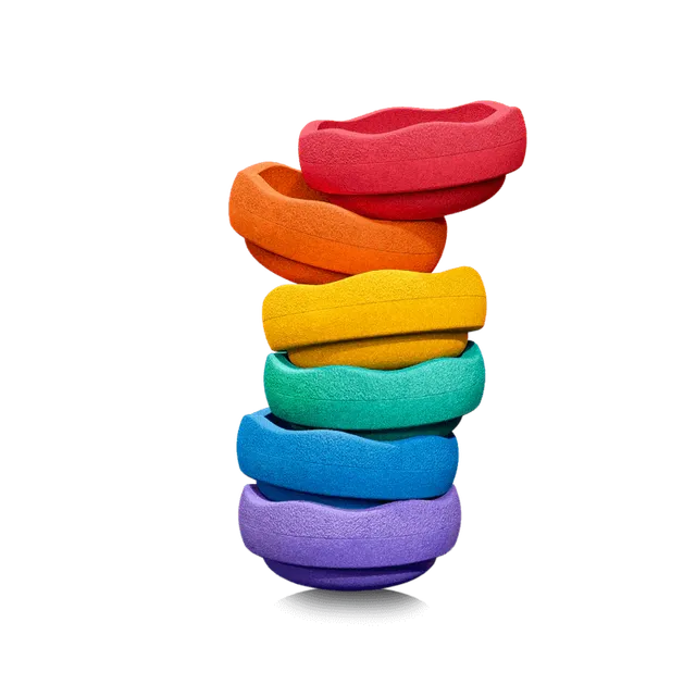 Stapelstein Rainbow Mini sassi impilabili set 6 pezzi + carte