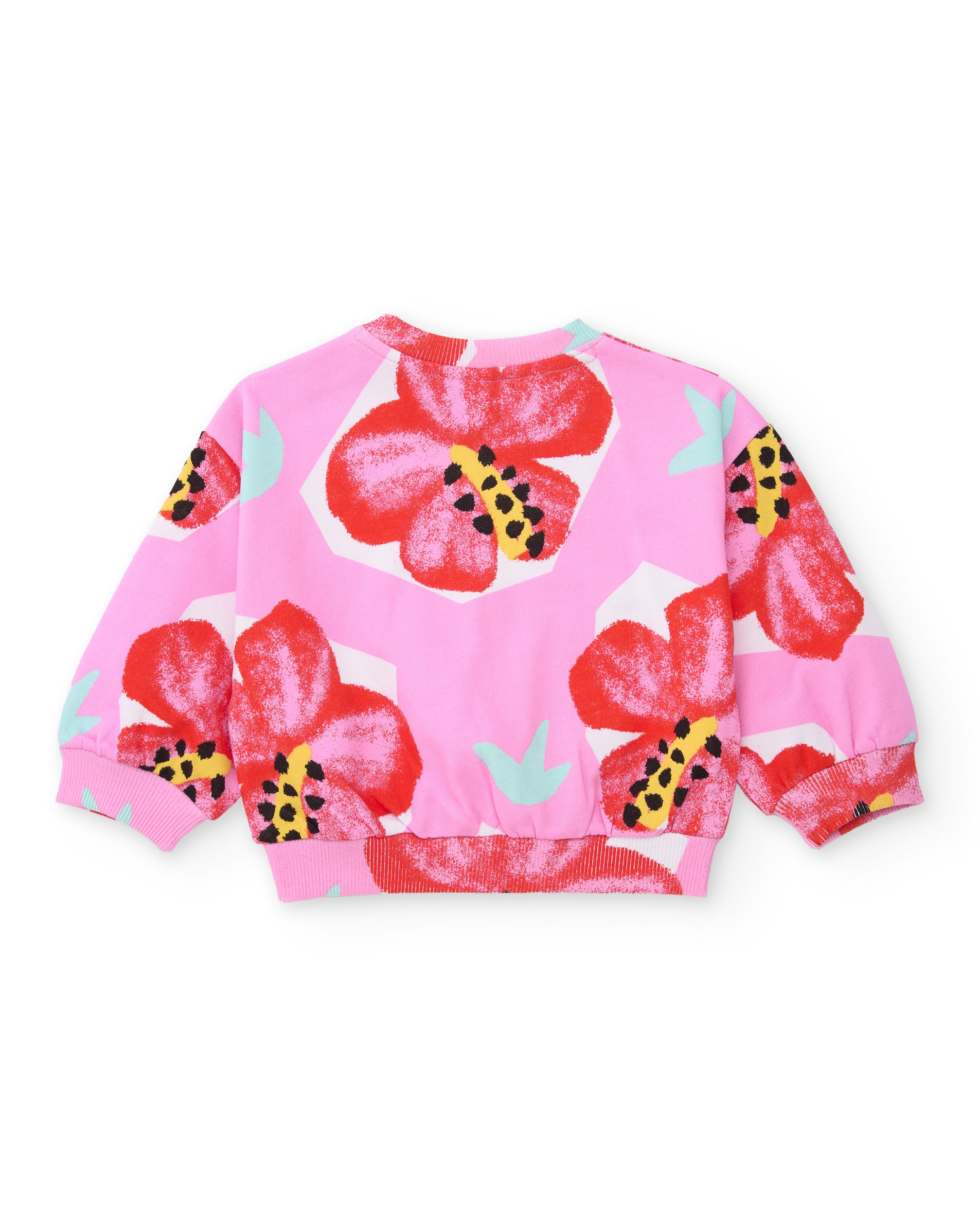 Tuc Tuc felpa bambina rosa a fiori girocollo