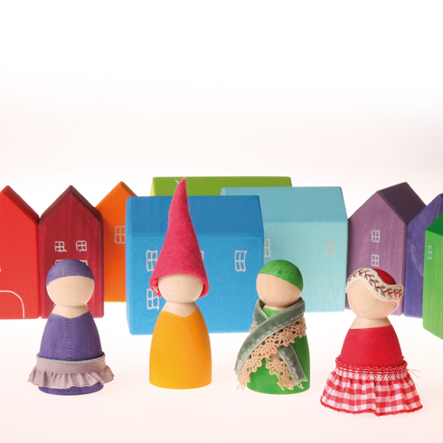 Grimm's 12 Amici Arcobaleno personaggi legno 6 cm