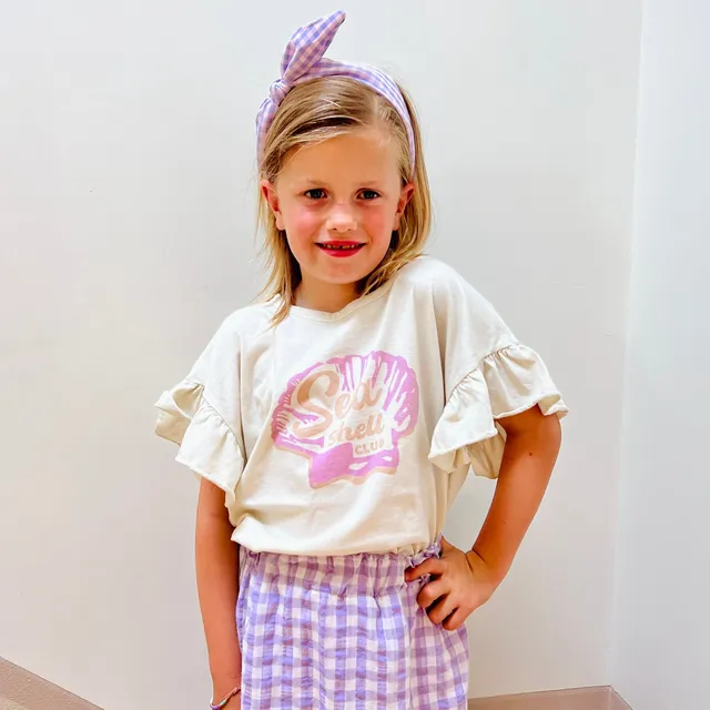 Ella and Rapha Seashell Club t-shirt bambina off white cotone bio