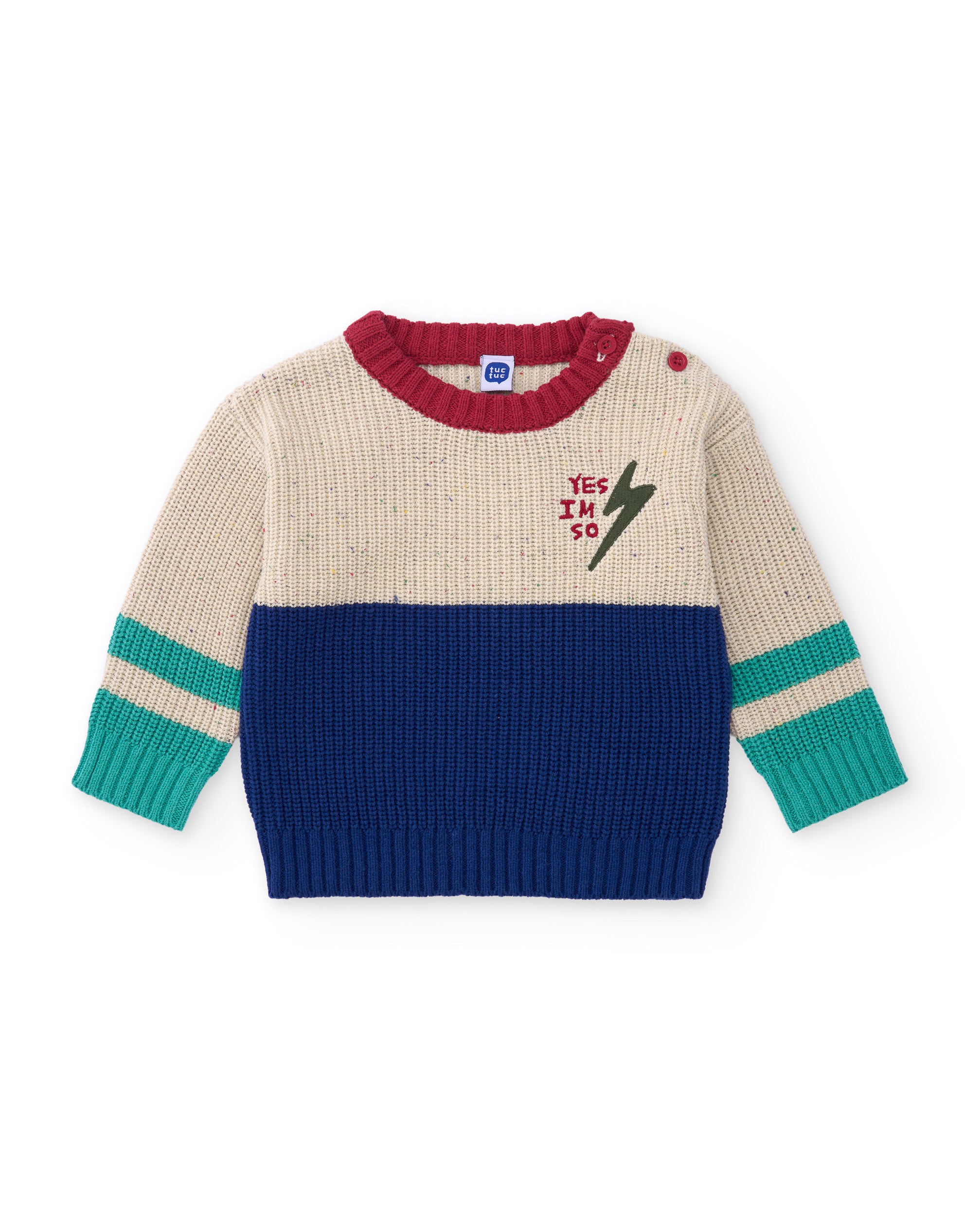 Tuc Tuc Maglione Bambino Ecrù Tricot Color Block