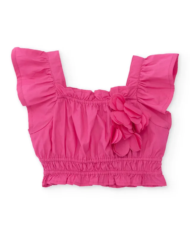 Tuc tuc top bimba fucsia fiore smock maniche volant