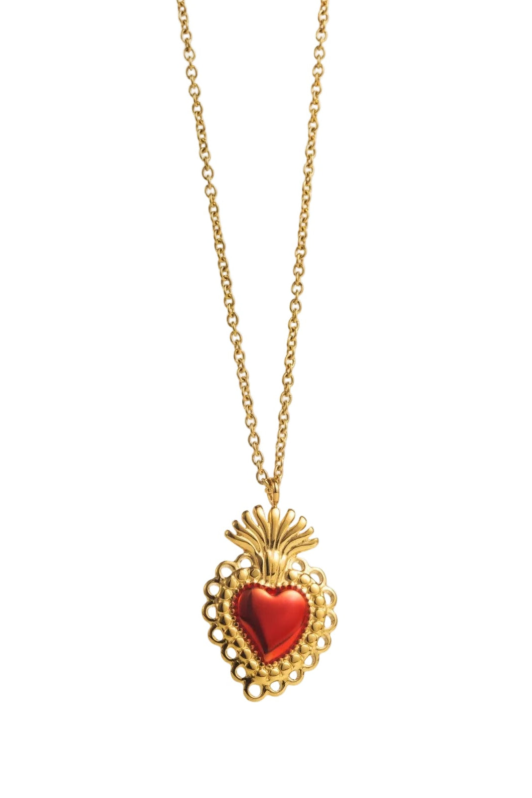 Ella and Rapha Heart Royal collana rossa in acciaio