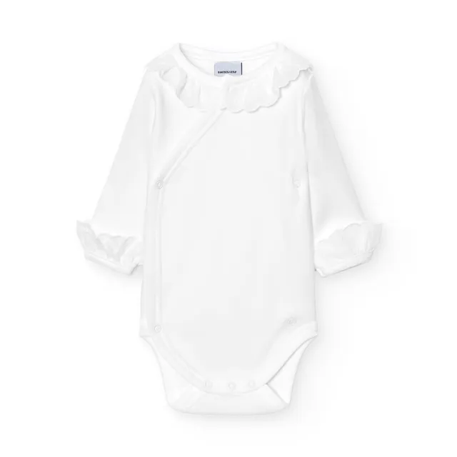 Babidu body incrociato manica lunga cotone 9-12 mesi pizzo