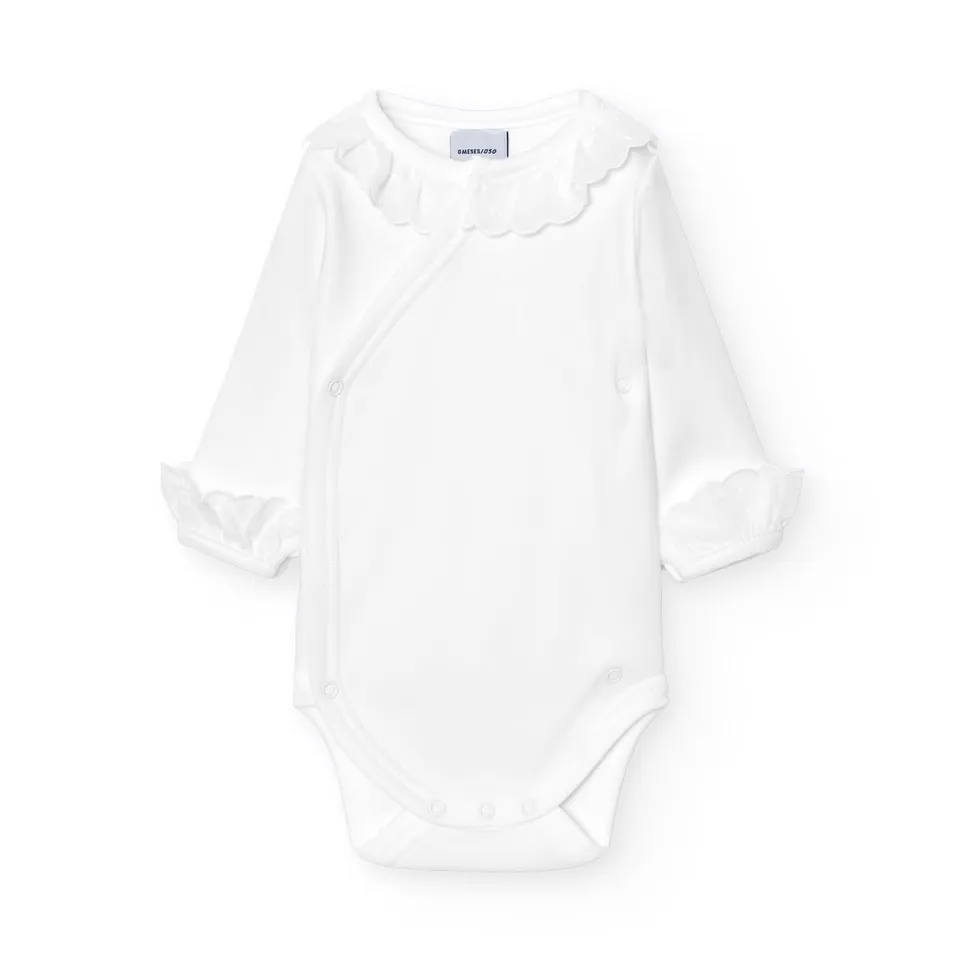 Babidu body incrociato manica lunga cotone 9-12 mesi pizzo