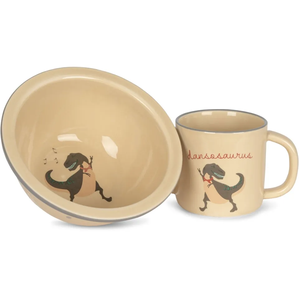 Konges Sløjd Dansosaurus set tazza e ciotola ceramica 2 pezzi