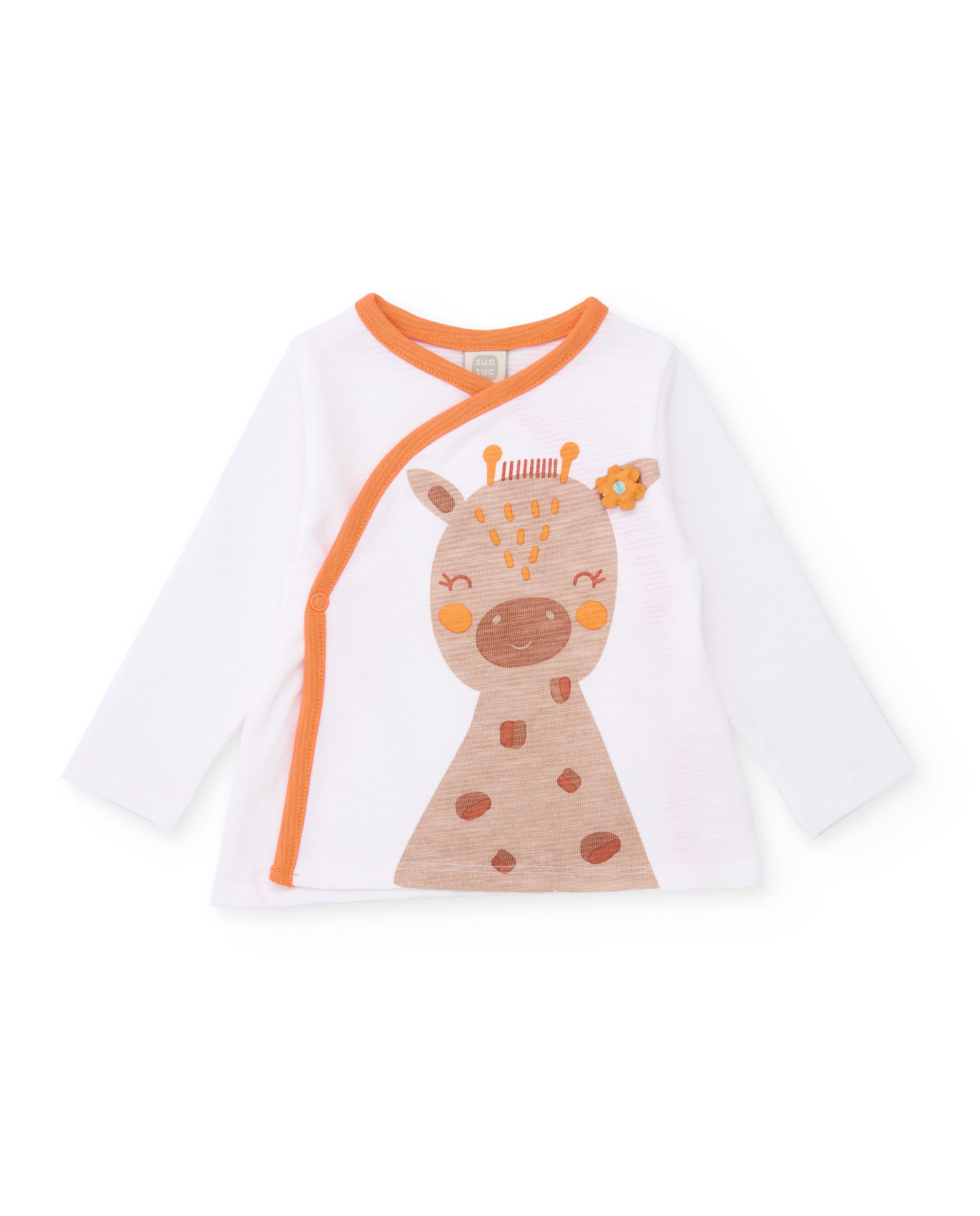Tuc Tuc completo neonata bianco giraffa corallo 2 pezzi