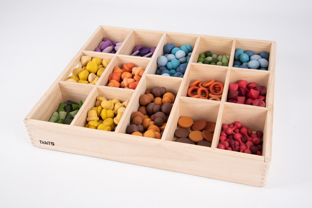 Tickit vassoio classificazione legno 50x43 cm 14 scomparti