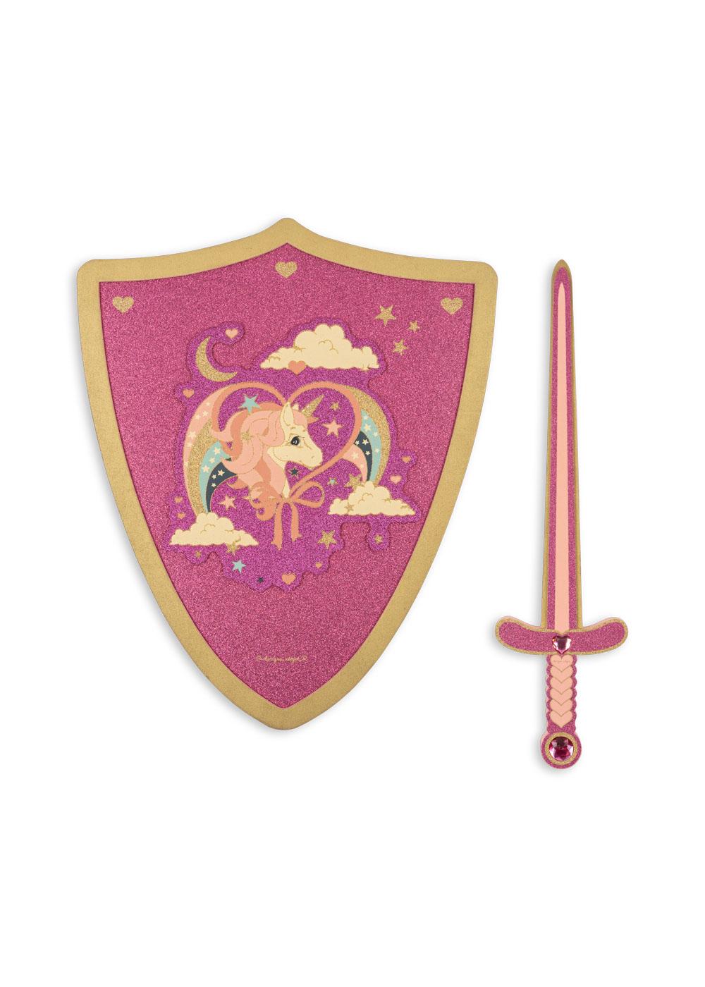 Konges Slojd Unicorn Pink set scudo e spada morbido