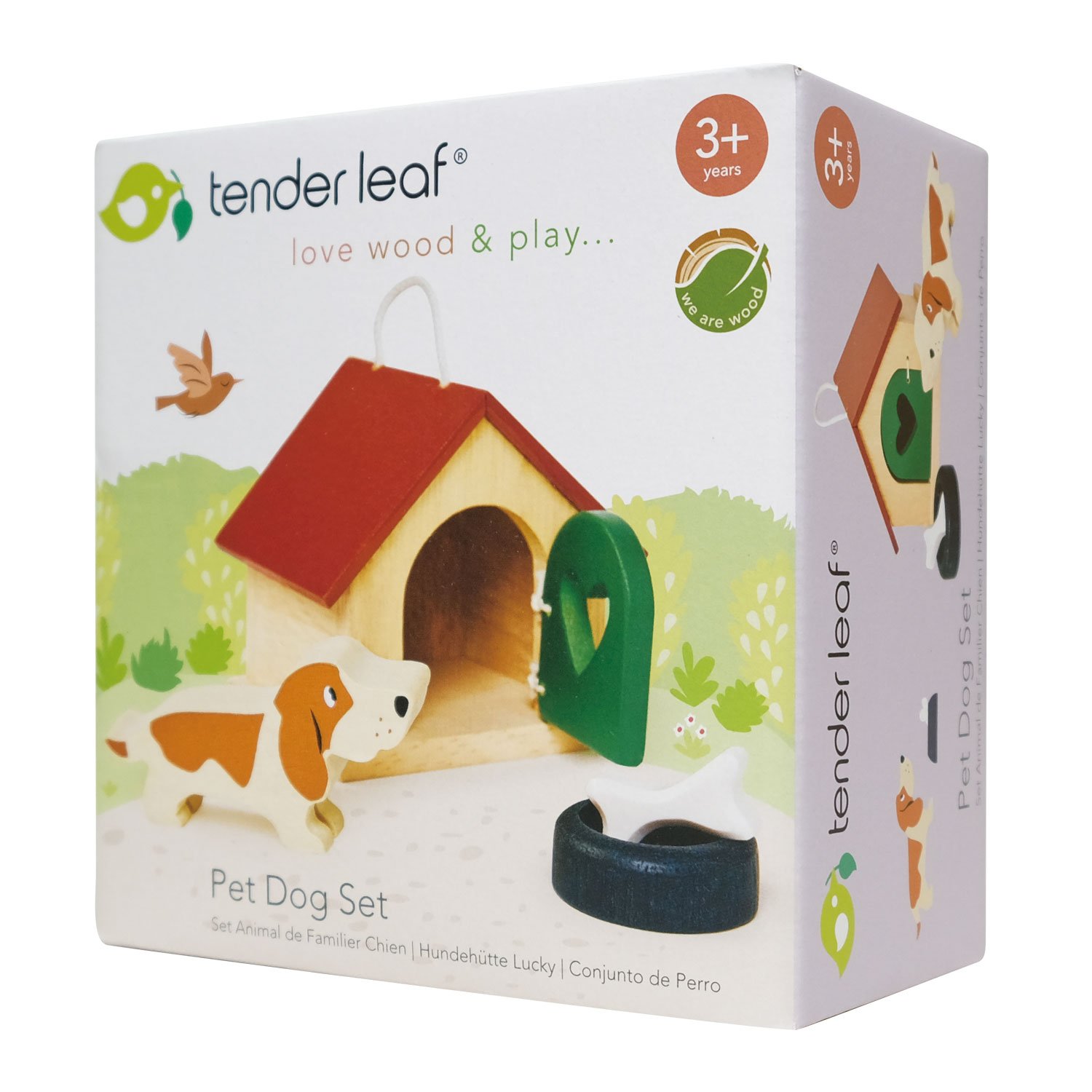 Tender Leaf Set cane bassotto con cuccia legno 3 pezzi