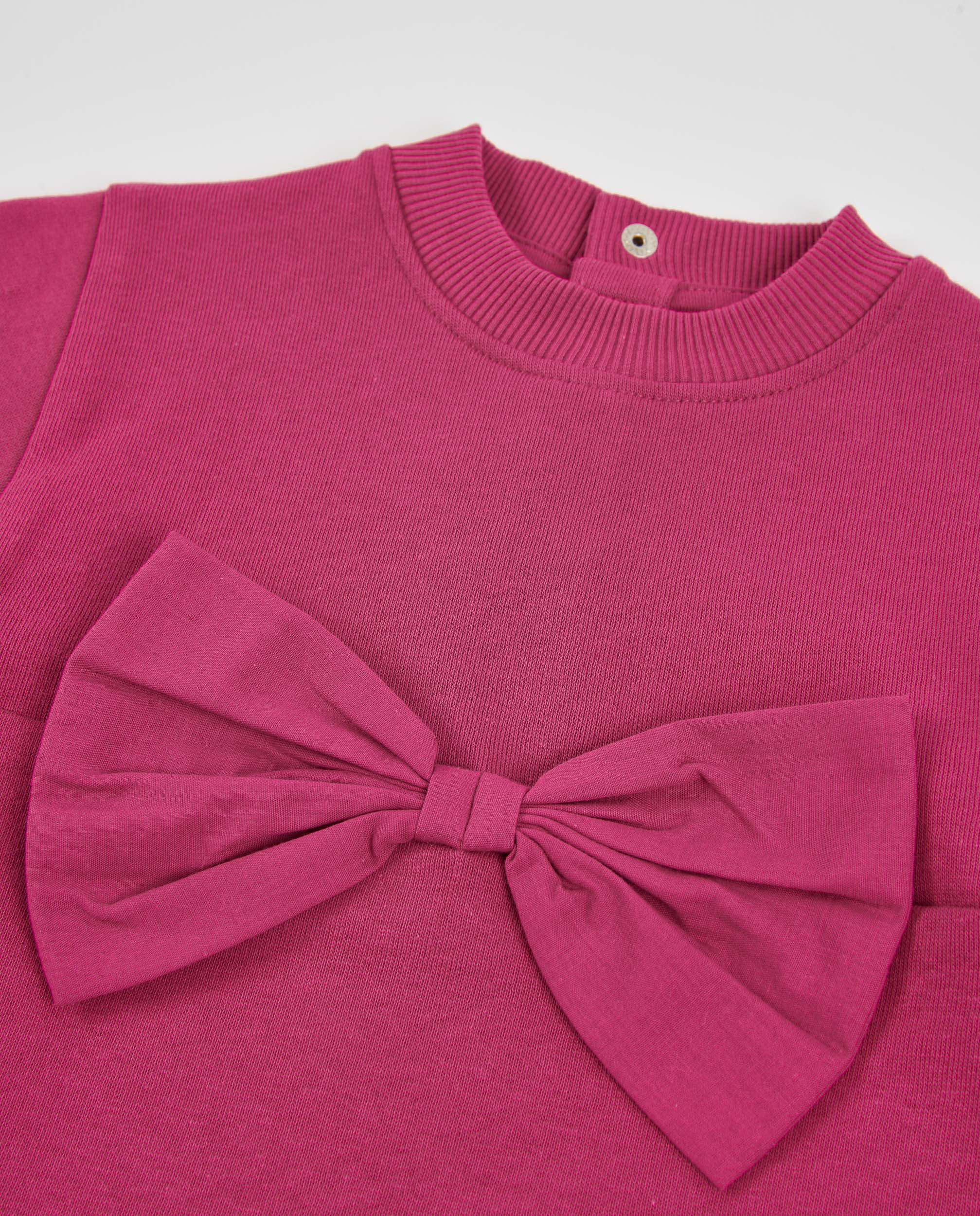 Tuc Tuc vestito bambina felpa fucsia fiocco dritto