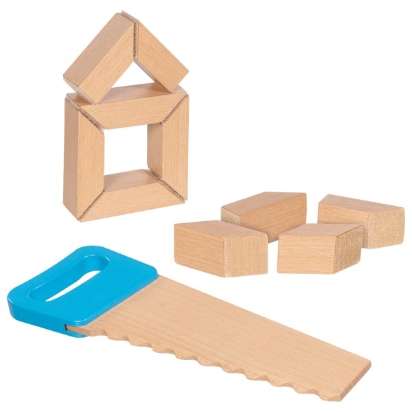 Goki Set Falegname mattoncini legno da tagliare con sega