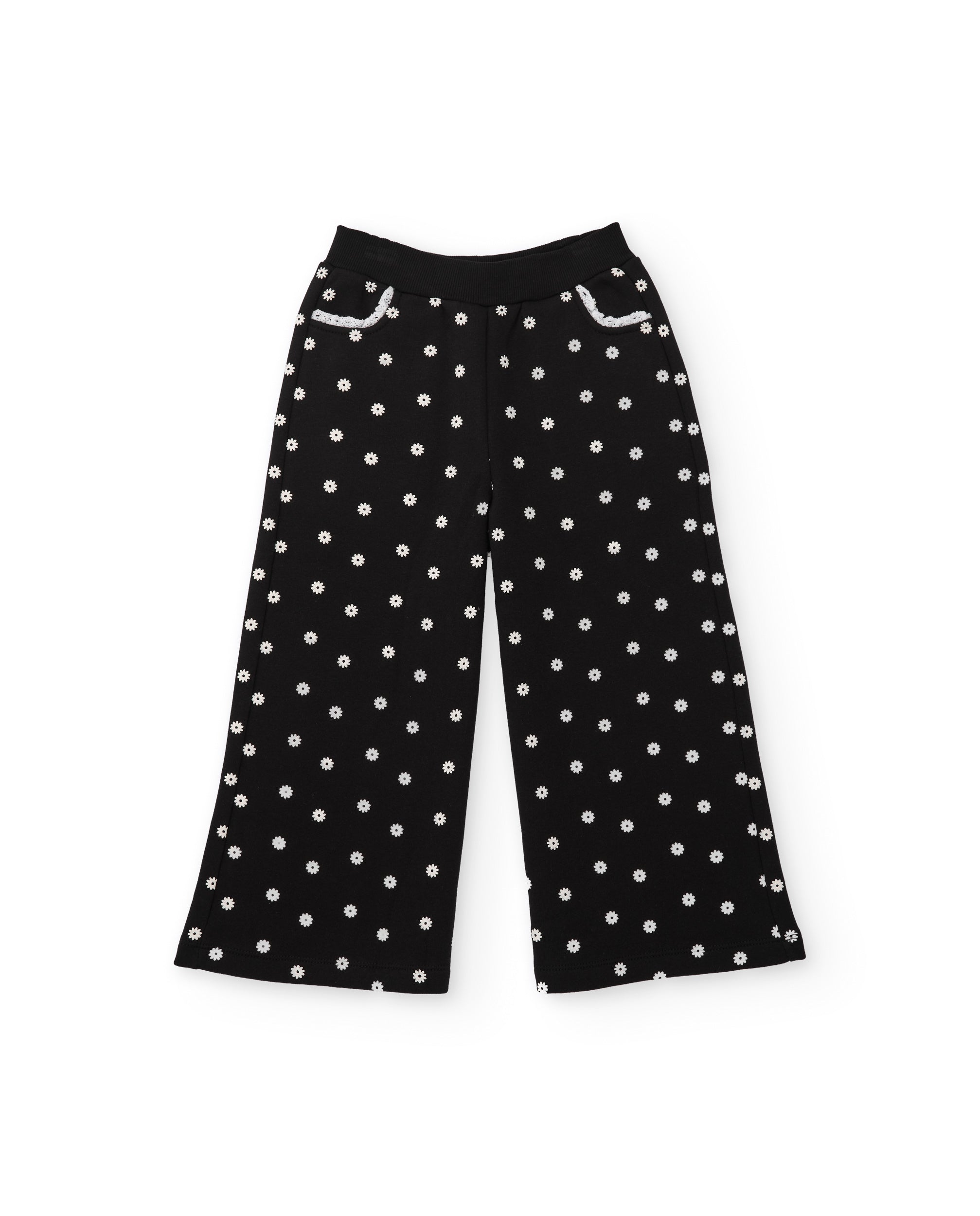 Tuc Tuc Bloom Gallery pantalone bambina nero fiori gamba larga