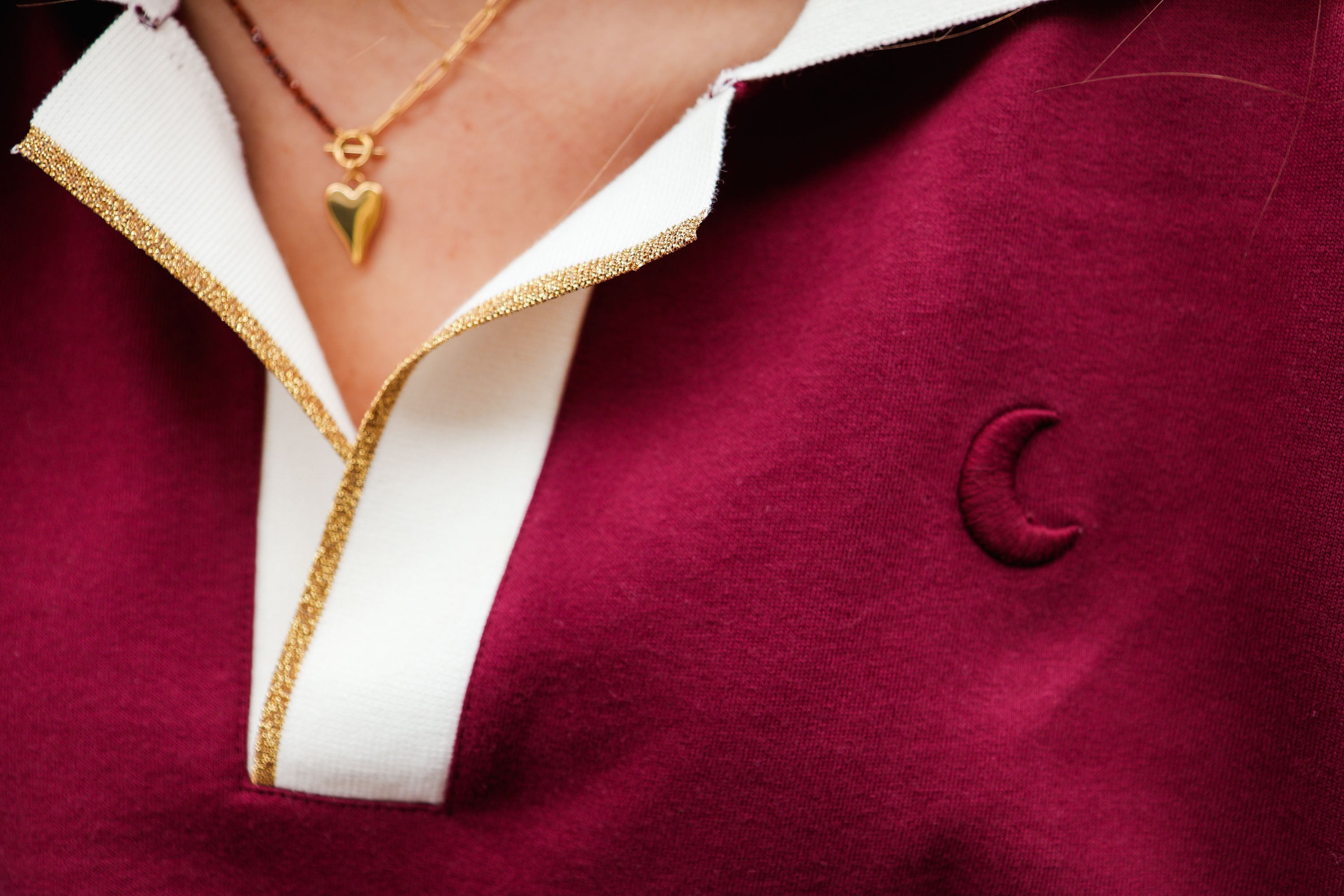Ella and Rapha Moon felpa polo bordeaux in cotone